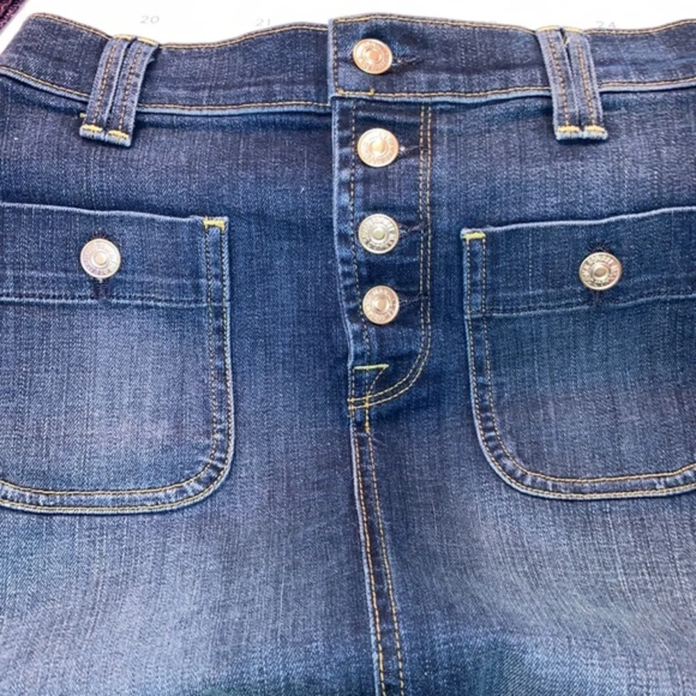 7 For All Mankind Button Fly Long Denim Jean Skirt - Picture 6 of 10